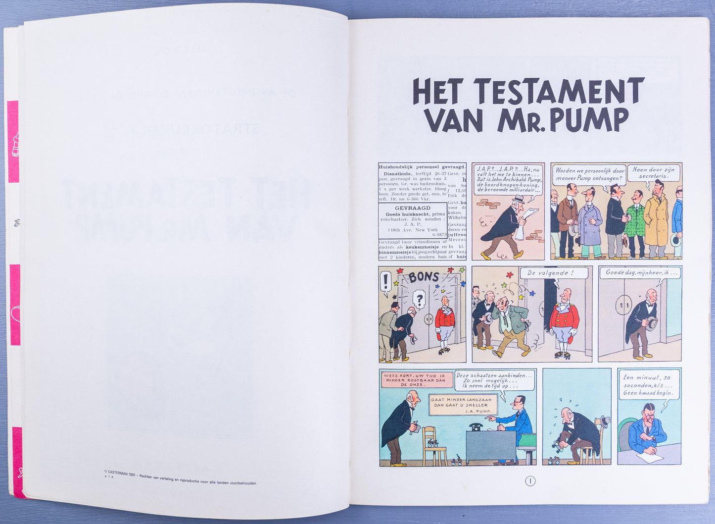 Jo Suus & Jokko: Testament Van Mr Pump 1968 Dutch PB Edition Casterman Tintin by Herge