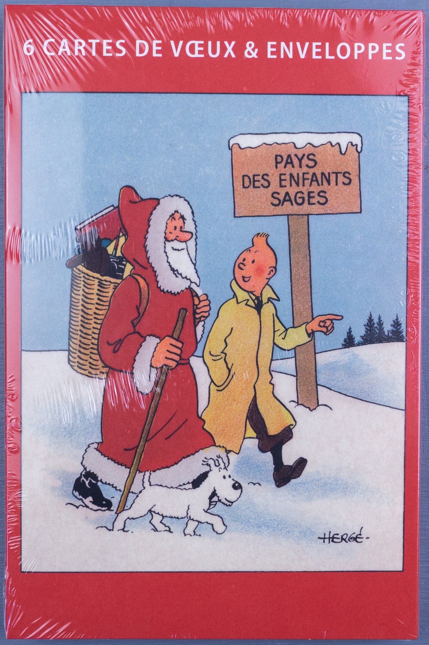 Tintin Christmas Greeting Cards: Red Set of 6 Moulinsart Herge Xmas card