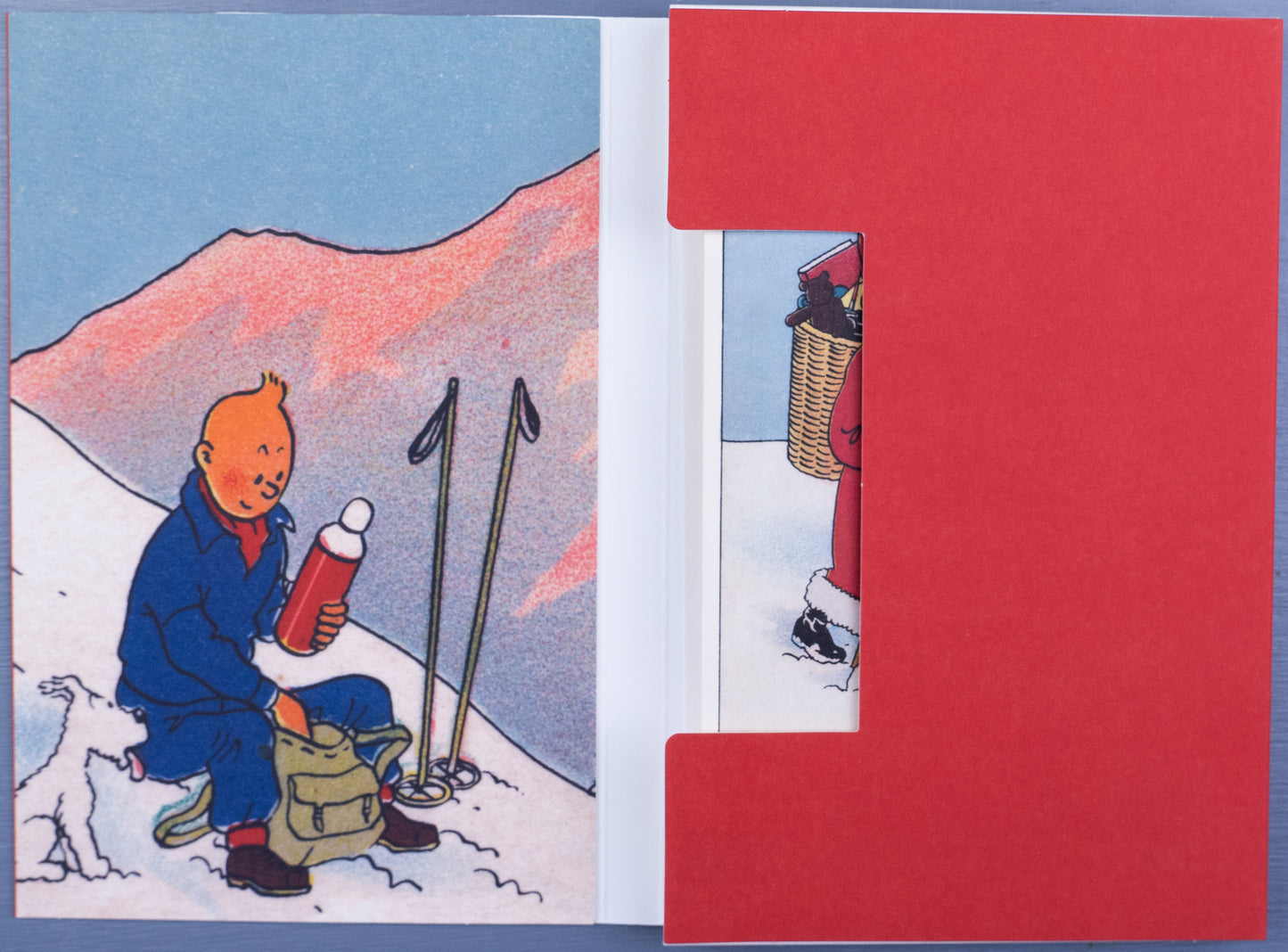 Tintin Christmas Greeting Cards: Red Set of 6 Moulinsart Herge Xmas card