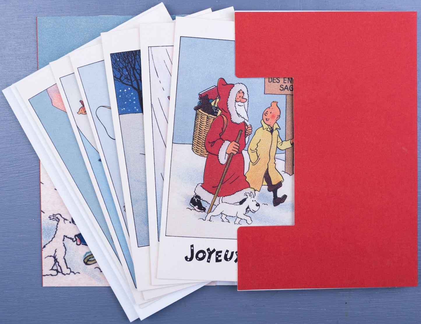 Tintin Christmas Greeting Cards: Red Set of 6 Moulinsart Herge Xmas card