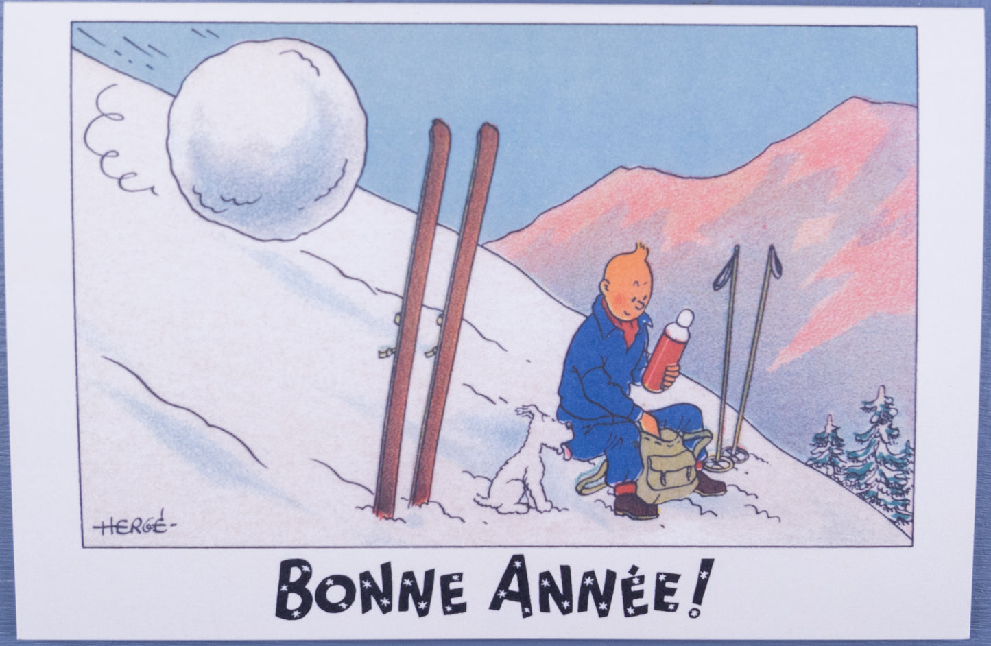 Tintin Christmas Greeting Cards: Red Set of 6 Moulinsart Herge Xmas card