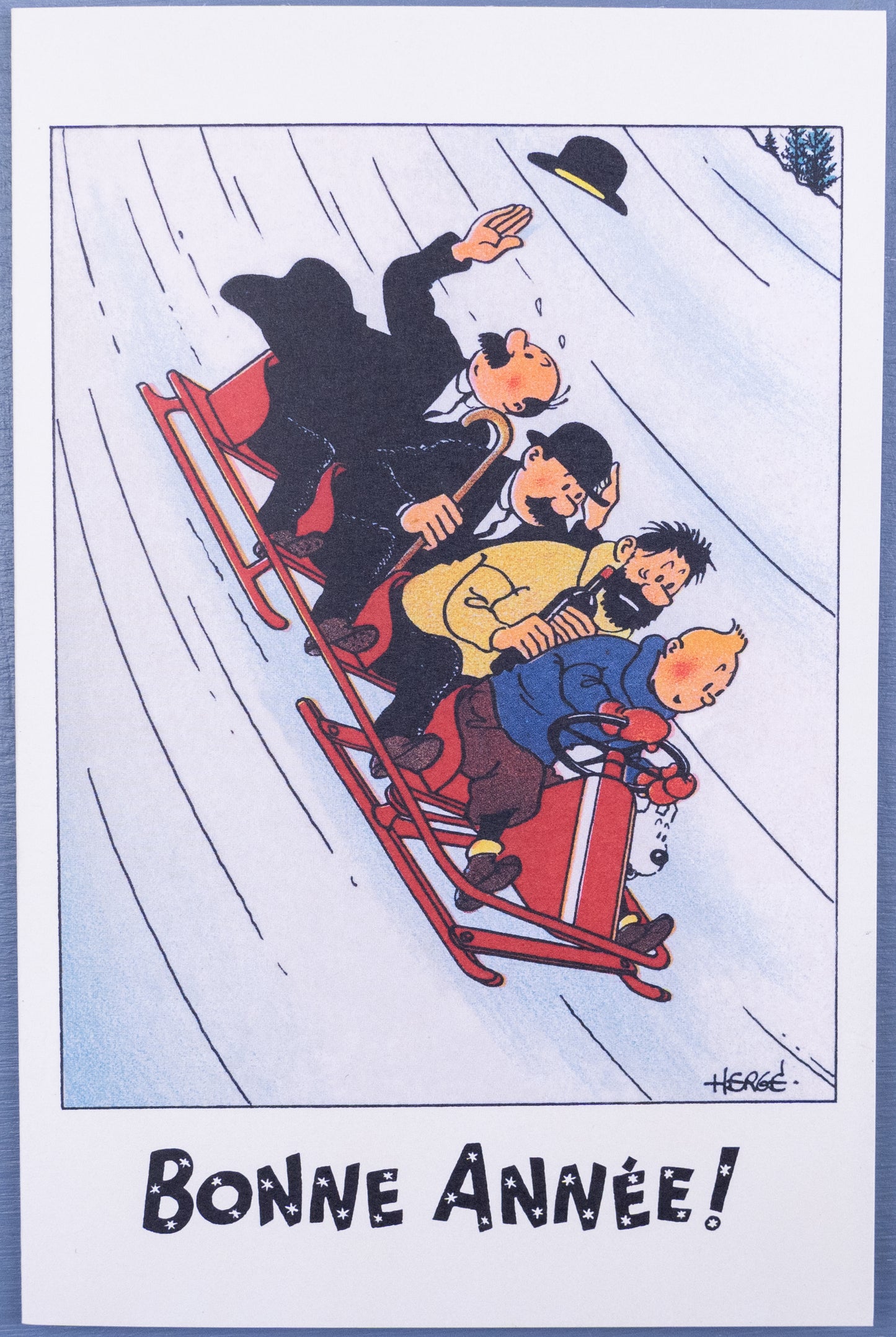 Tintin Christmas Greeting Cards: Red Set of 6 Moulinsart Herge Xmas card