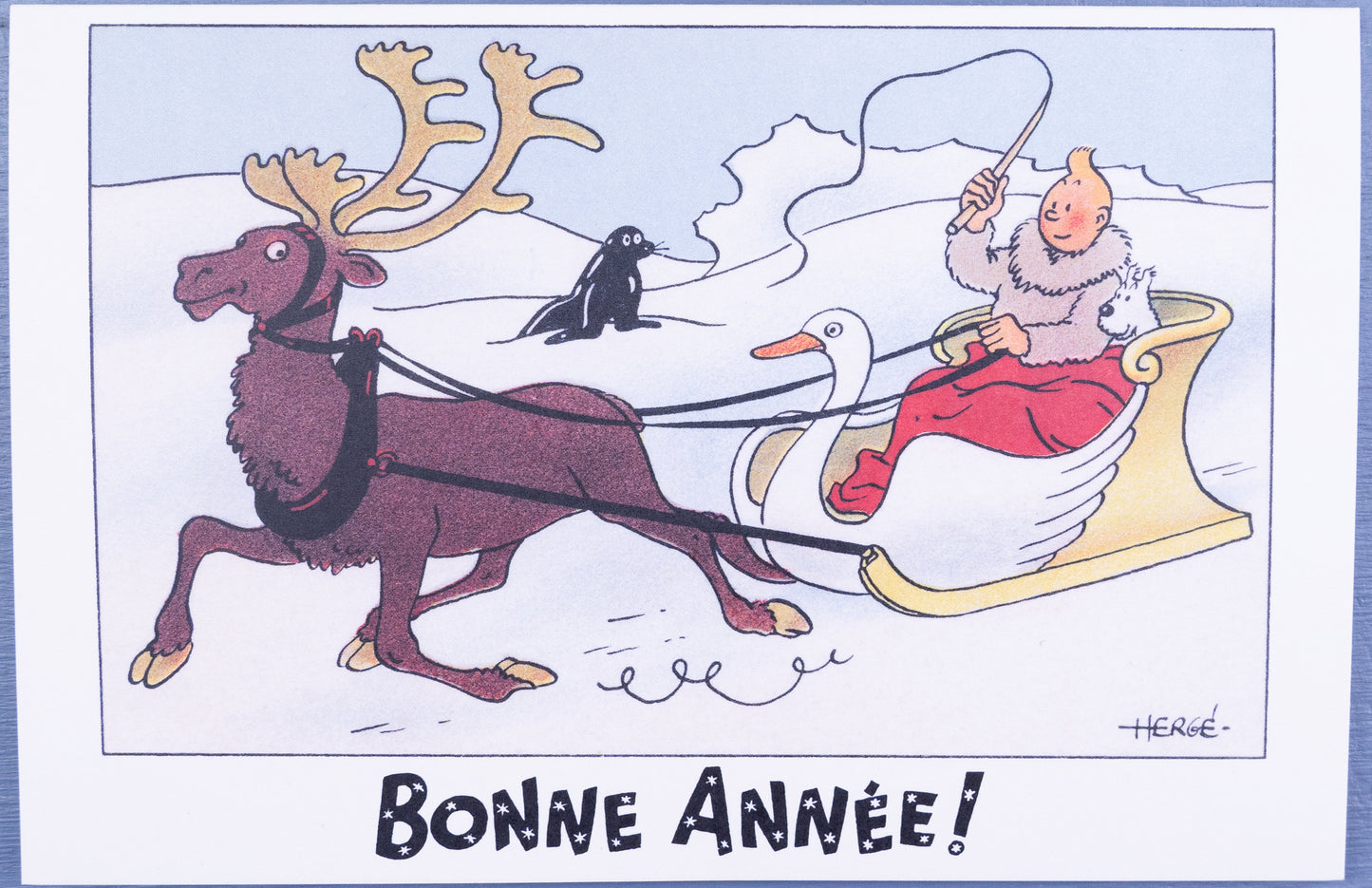 Tintin Christmas Greeting Cards: Red Set of 6 Moulinsart Herge Xmas card