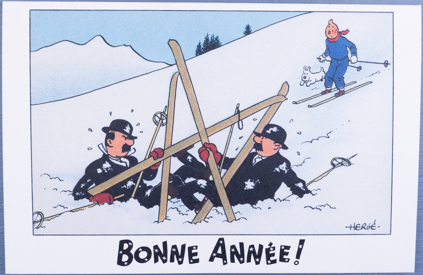 Tintin Christmas Greeting Cards: Red Set of 6 Moulinsart Herge Xmas card