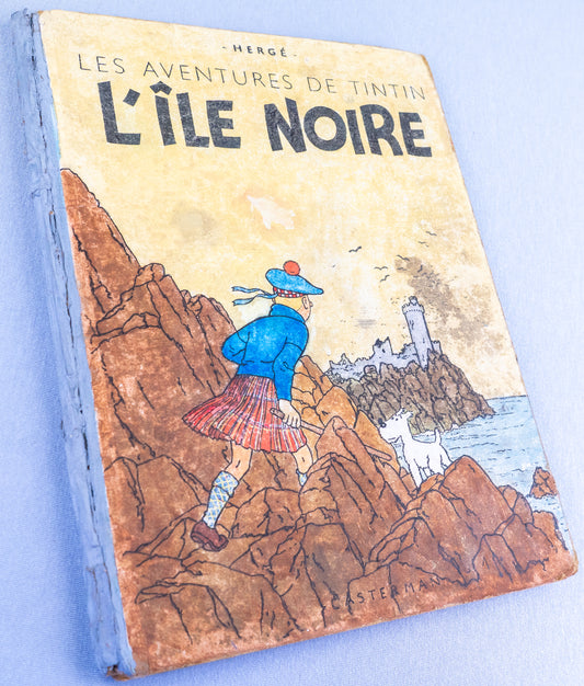 L' ile Noire: Casterman 1944 2nd Colour Edition A23 Rare Herge Tintin HB Comic Book