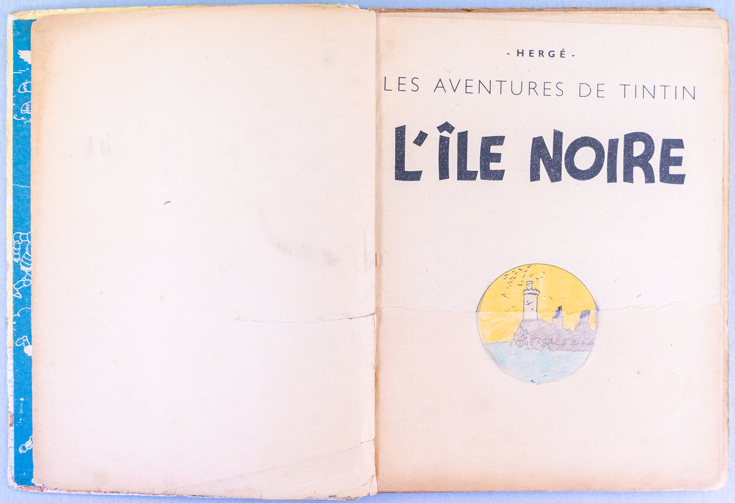 L' ile Noire: Casterman 1944 2nd Colour Edition A23 Rare Herge Tintin HB Comic Book