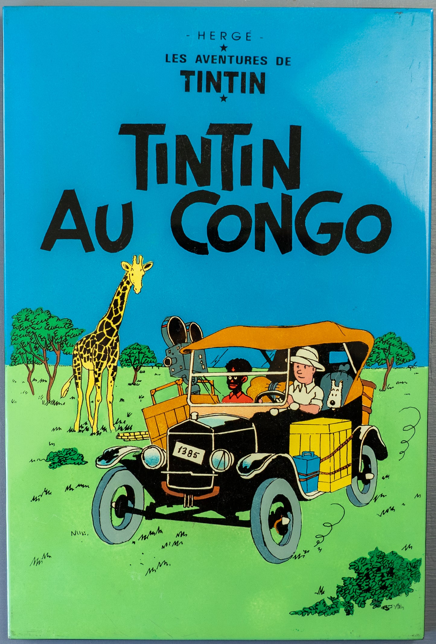 The Adventures Of Tintin: In The Congo - Lacquered Wood Plaque A4 Tintin Herge Print