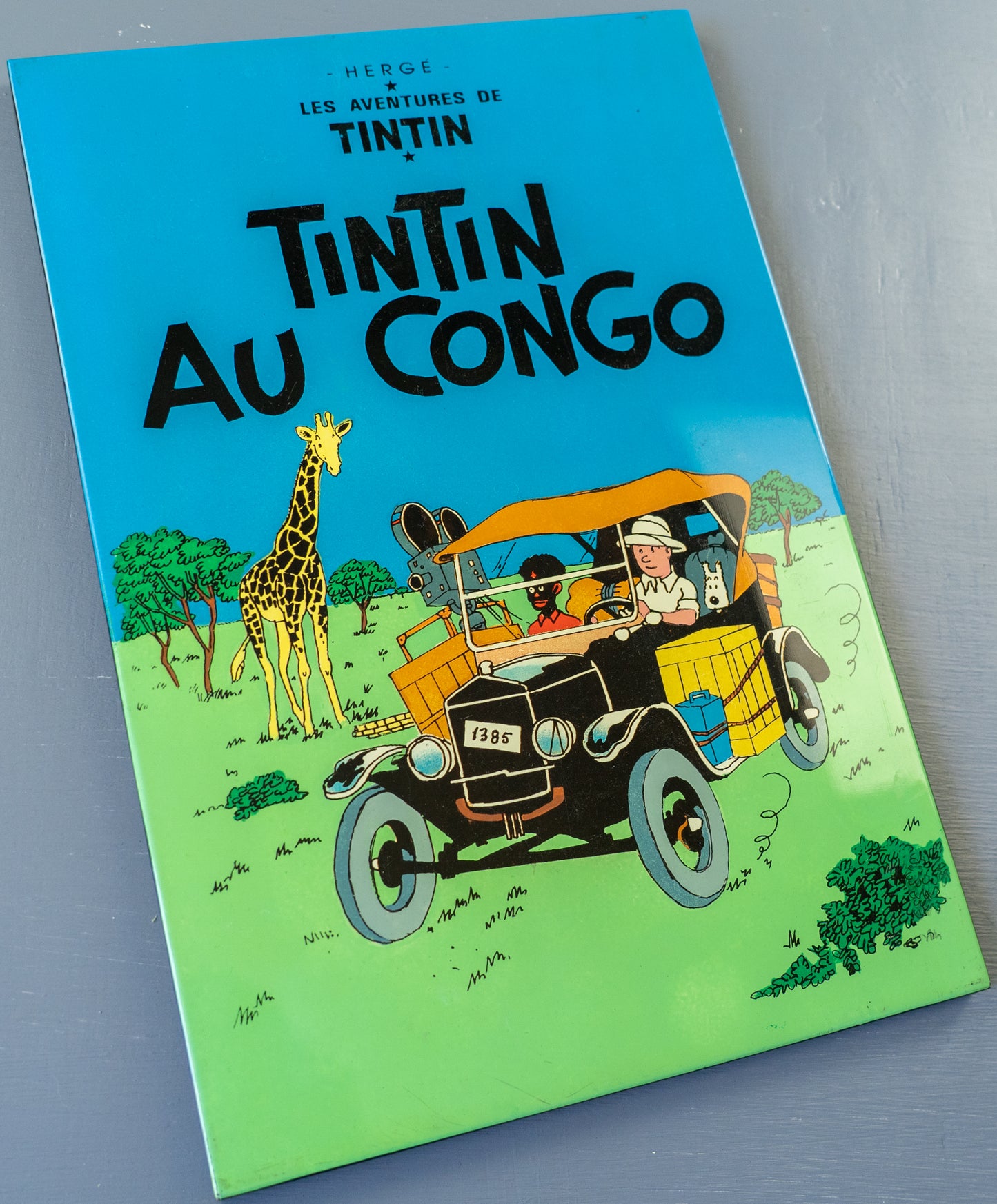 The Adventures Of Tintin: In The Congo - Lacquered Wood Plaque A4 Tintin Herge Print