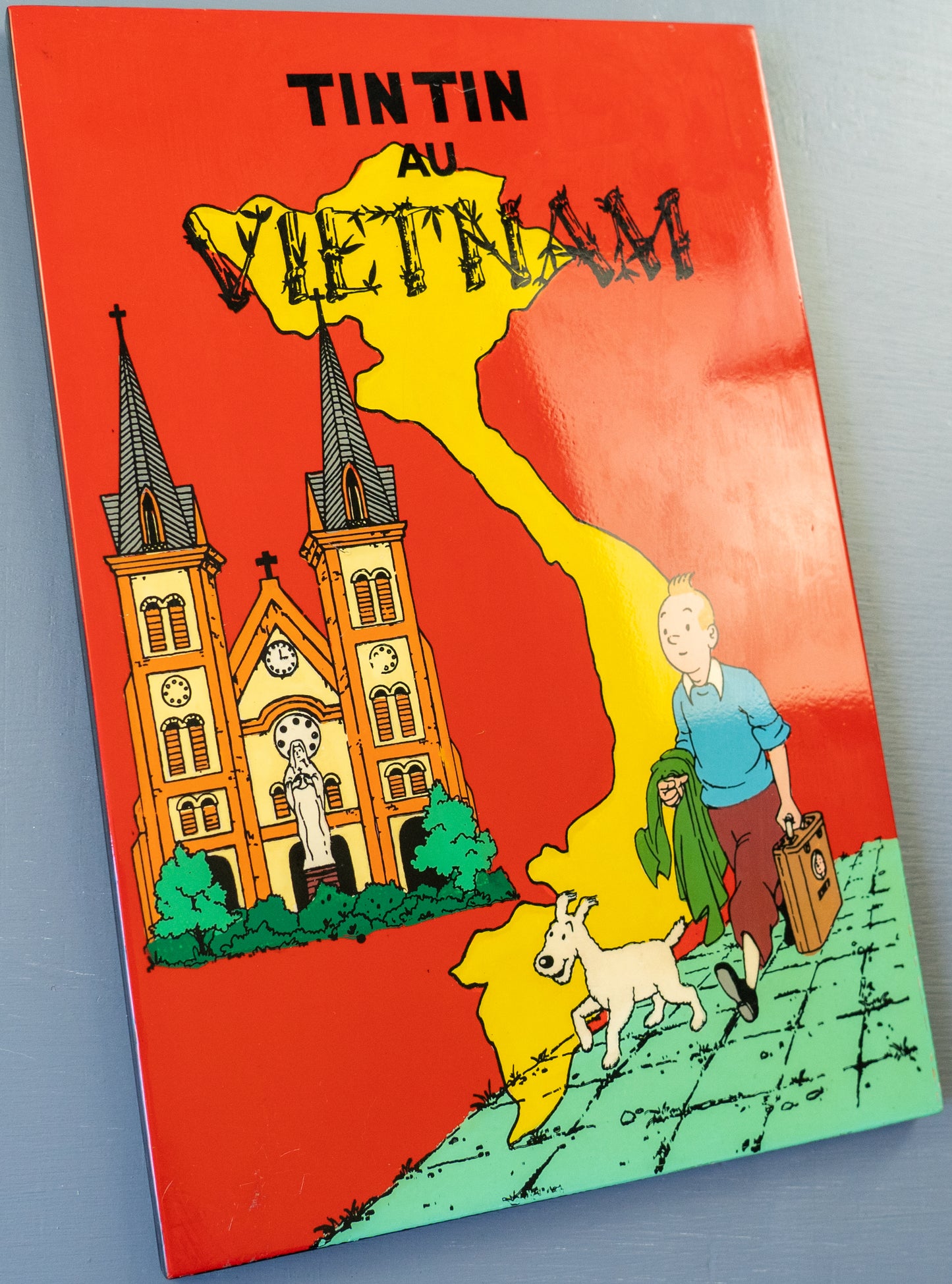 The Adventures Of Tintin: In Vietnam - Lacquered Wood Plaque A4 Tintin Herge Print