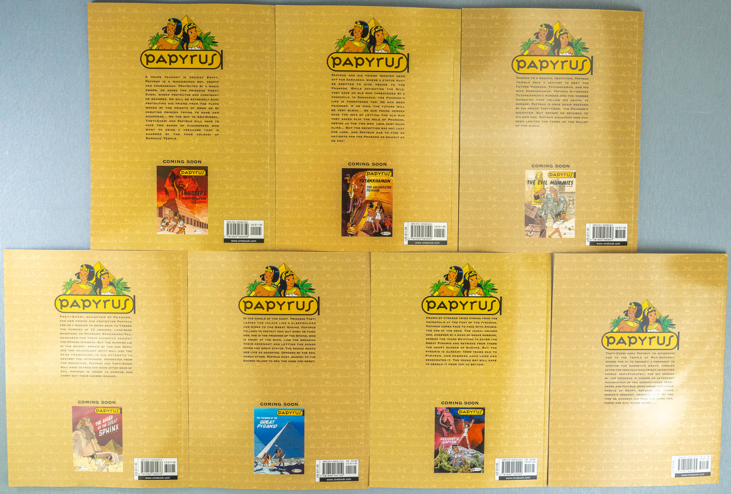 PAPYRUS: Cinebook Paperback Edition Comics Full Set of 7 Books by De Gieter