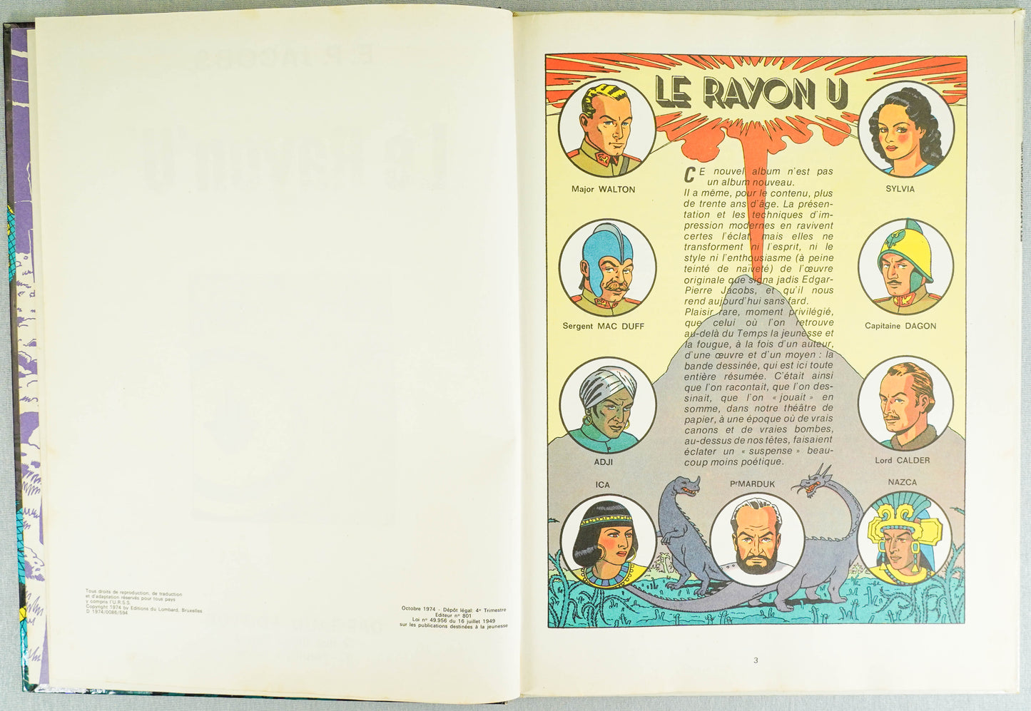 Le Rayon 'U' by Edgar Jacobs 1974 1st Belgian Edition Dargaud HB Blake Mortimer