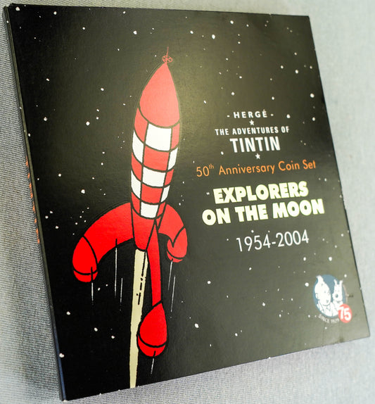 Ltd Edition Herge/Tintin 50 Years on Moon Coin set Moulinsart 2004 12x 1/2 ct