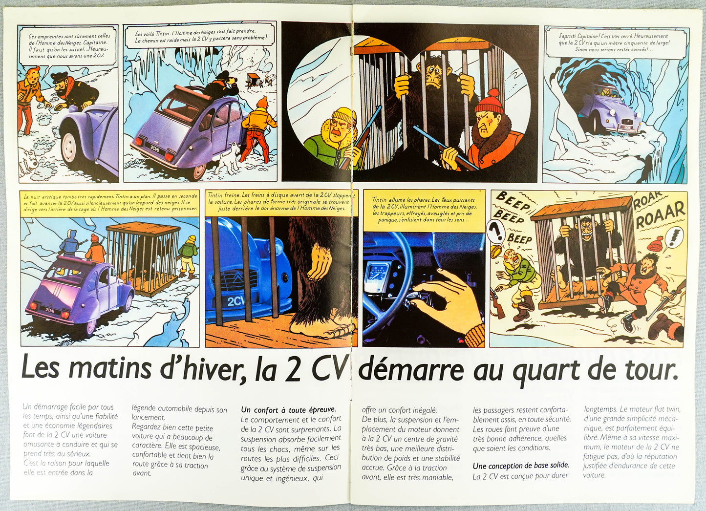 1986 Citroen Tintin Car Brochure: Aventures 2CV L'Homme Neiges by Herge Comic