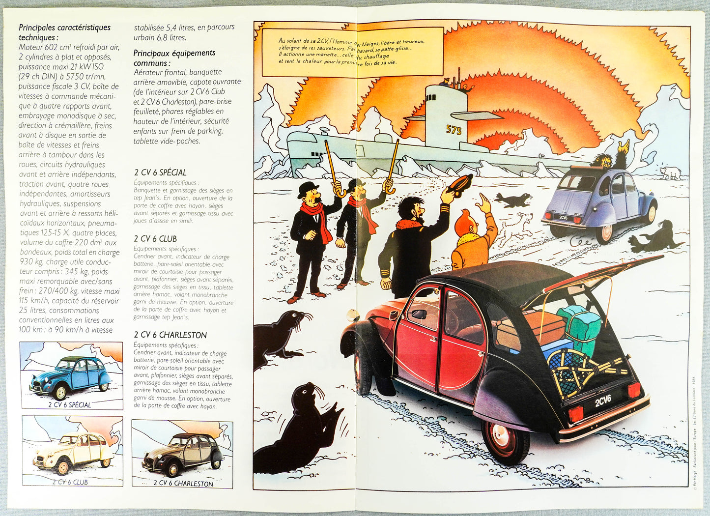 1986 Citroen Tintin Car Brochure: Aventures 2CV L'Homme Neiges by Herge Comic