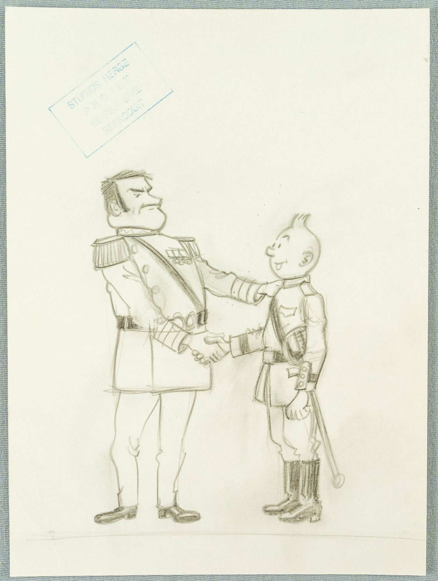 1976 Artwork Design by Studios Herge: Alcazar & Tintin in Graphite 100% Original Art