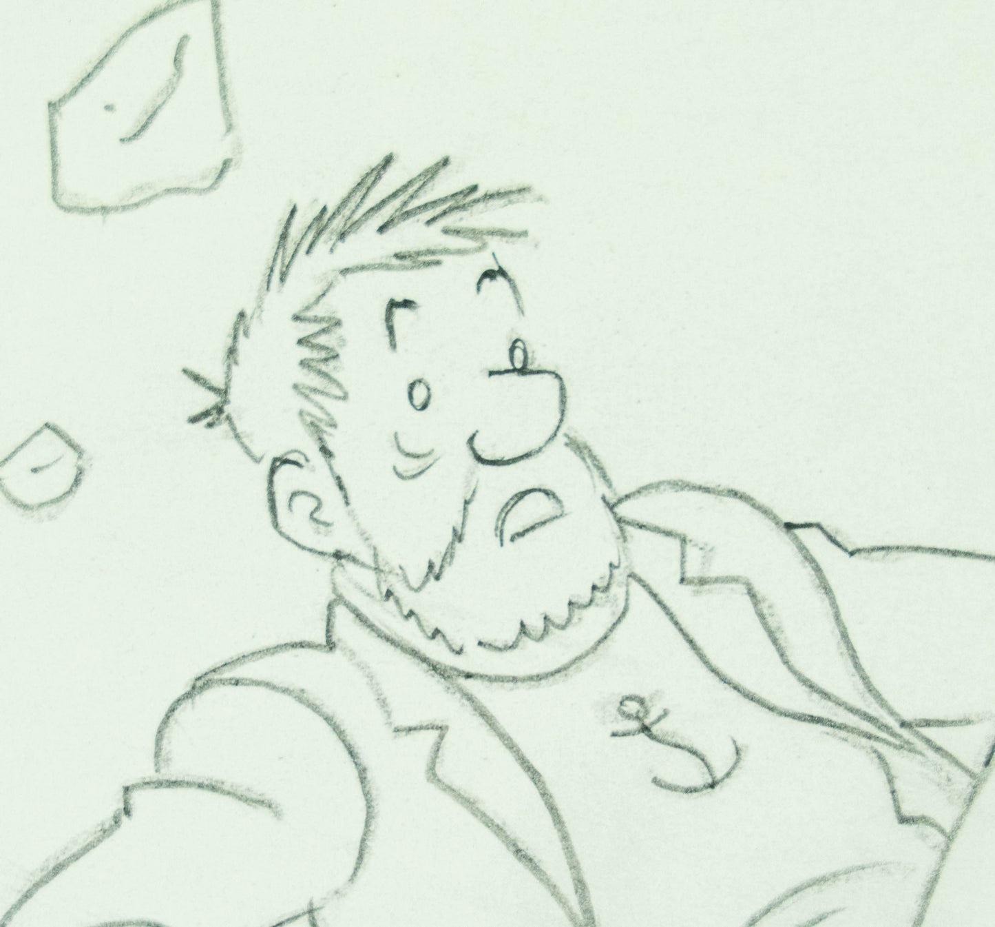 1976 Studios Herge Artwork Design: Captain Haddock in Graphite Original Tintin Art