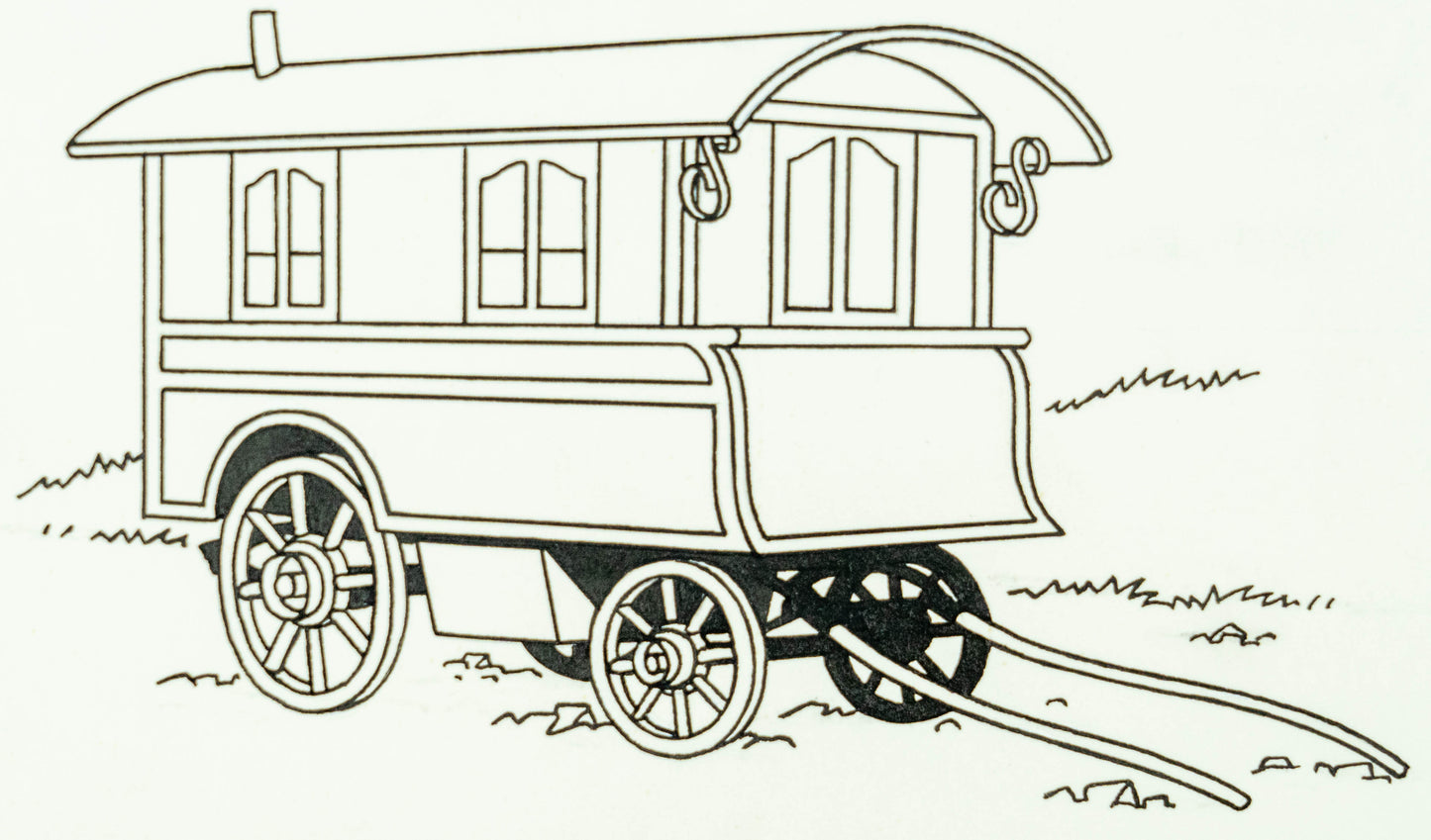 1976 Studios Herge Artwork Design: Gypsy Caravan in Black Ink Original Tintin