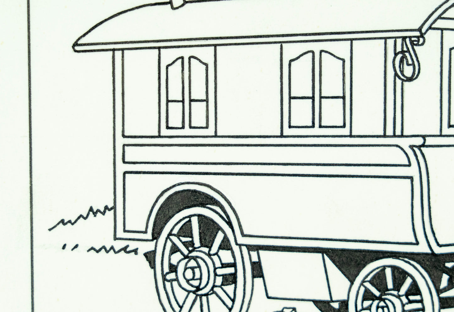 1976 Studios Herge Artwork Design: Gypsy Caravan in Black Ink Original Tintin