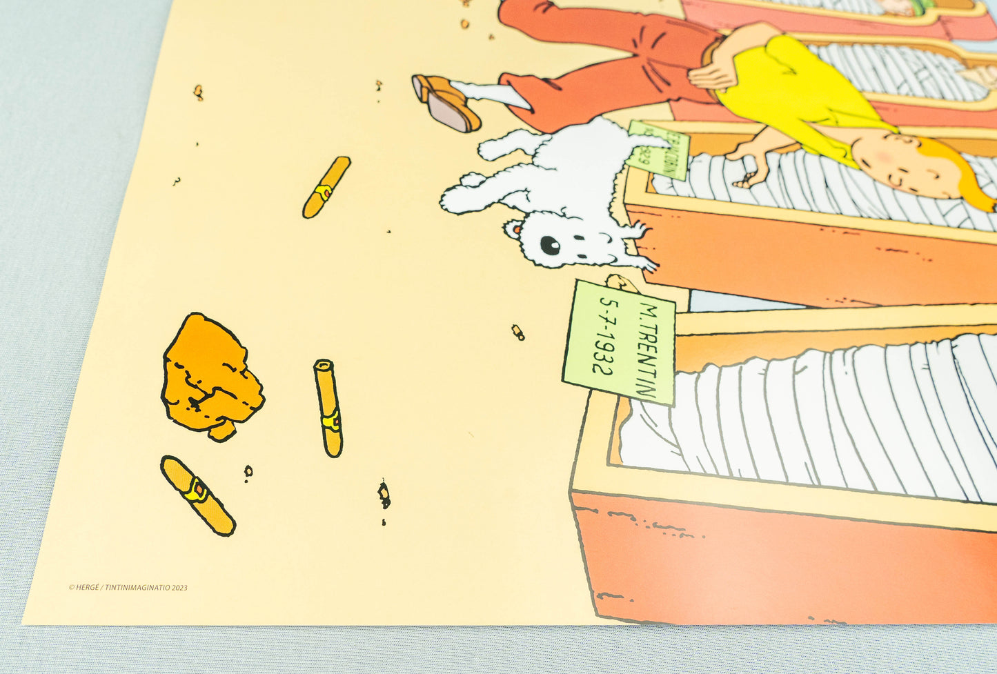 Les Cigares Du Pharaon: Large Tintin Title Cover Poster by Moulinsart 50x70cm