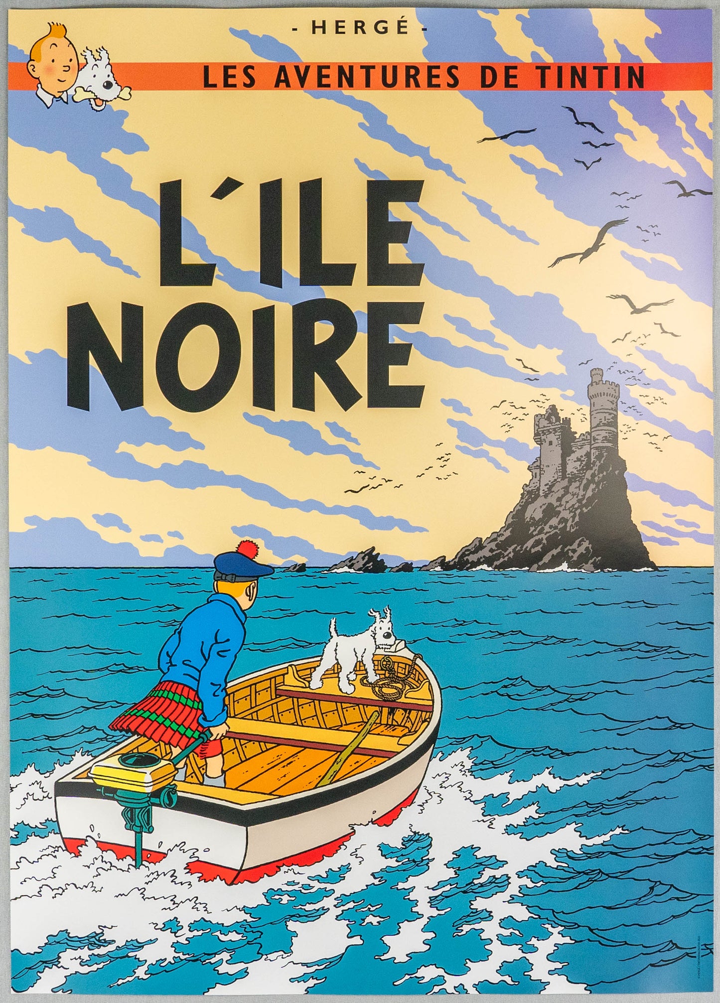 L'ile Noire: Large Tintin Title Cover Poster by Moulinsart 50x70cm