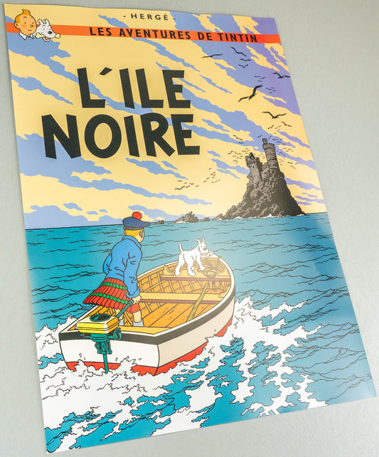 L'ile Noire: Large Tintin Title Cover Poster by Moulinsart 50x70cm