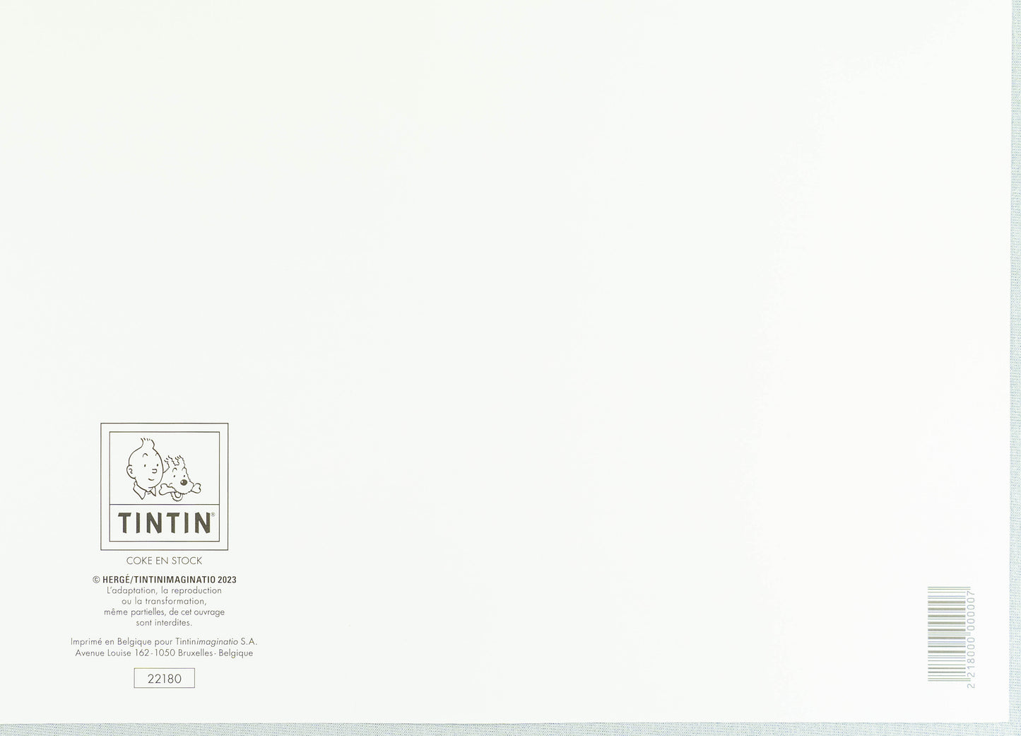 Coke En Stock: Large Tintin Title Cover Poster by Moulinsart 50x70cm