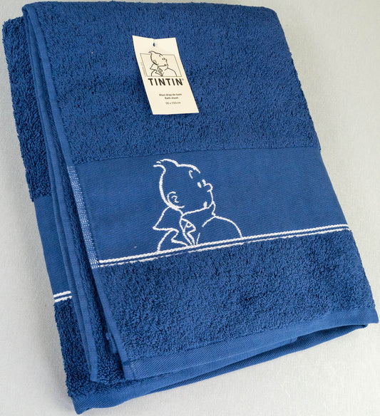 Moulinsart Tintin Bath Towel 90 x 150 cm - Blue colour - 100% Cotton +tags