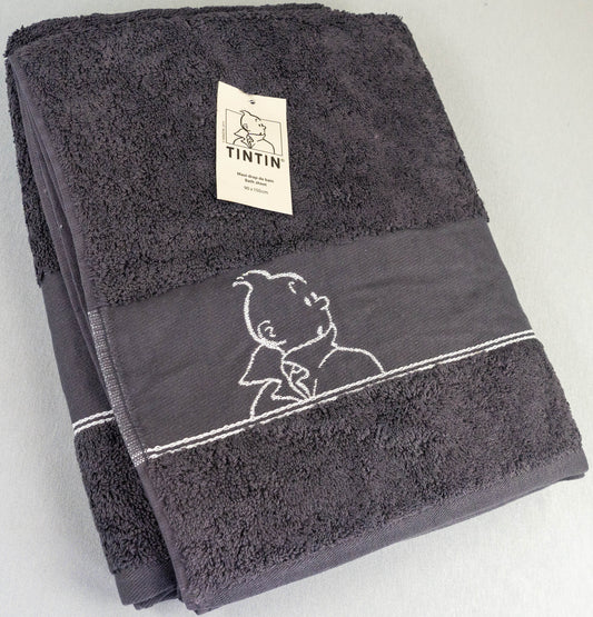 Moulinsart Tintin Bath Towel 90 x 150 cm - Grey colour - 100% Cotton +tags