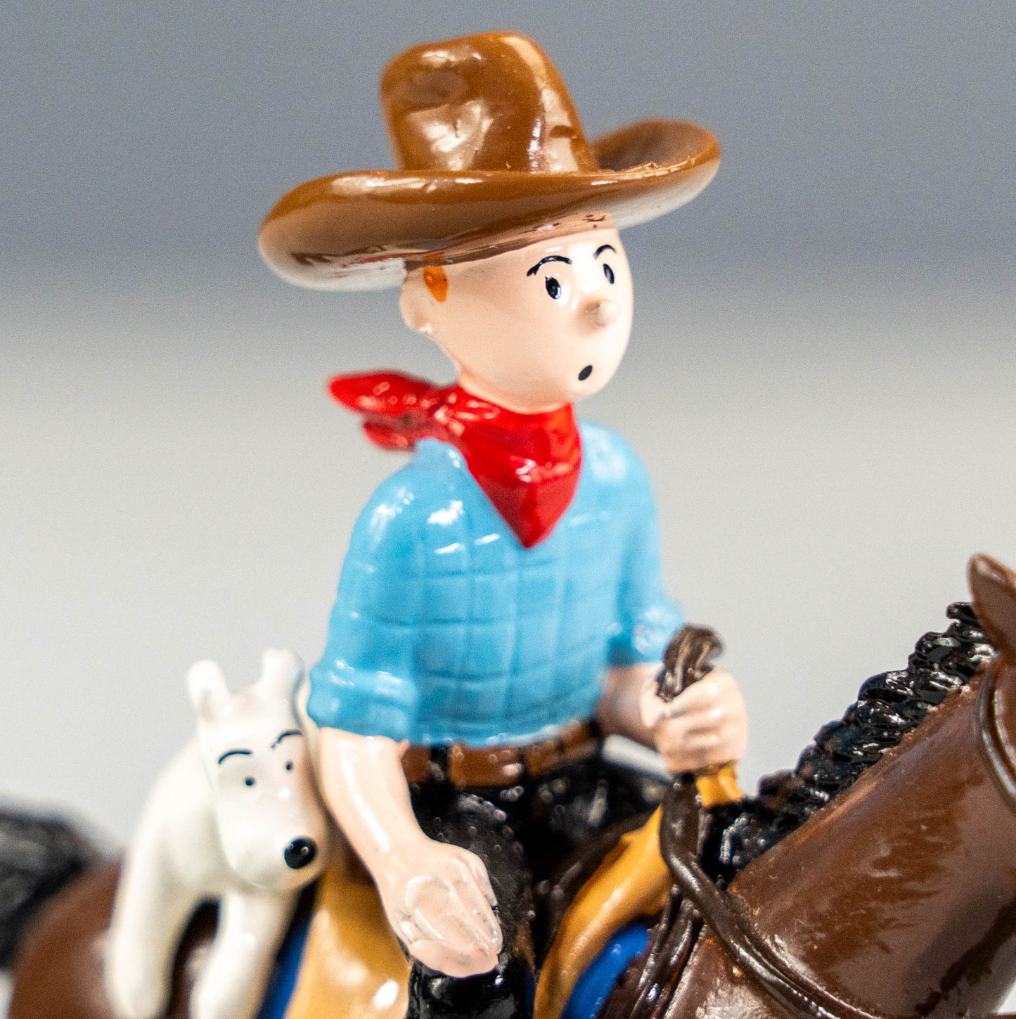 Pixi Statuette 4543 Tintin Cowboy a Cheval 1994 Amerique Rare Metal Figurine