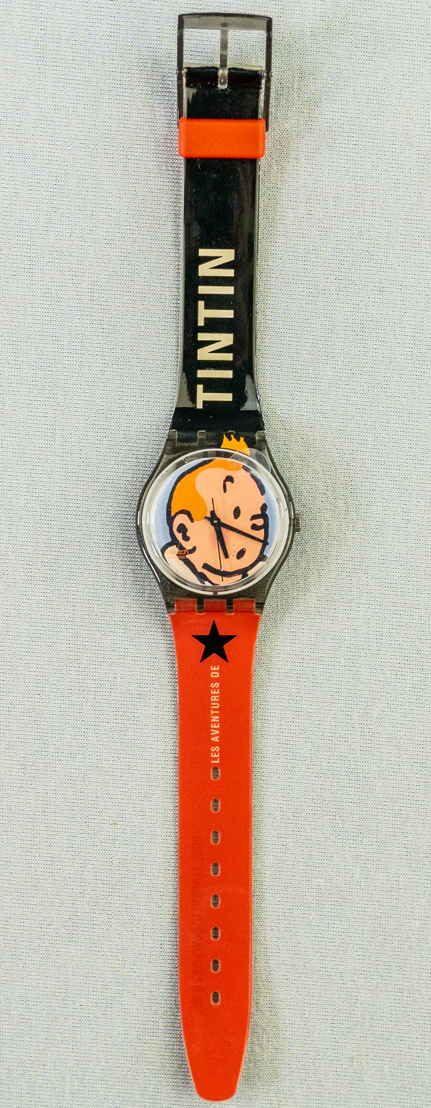 Moulinsart "Tintin Time" Watch 82414 Soviets Plane Red strap Unisex wristwatch