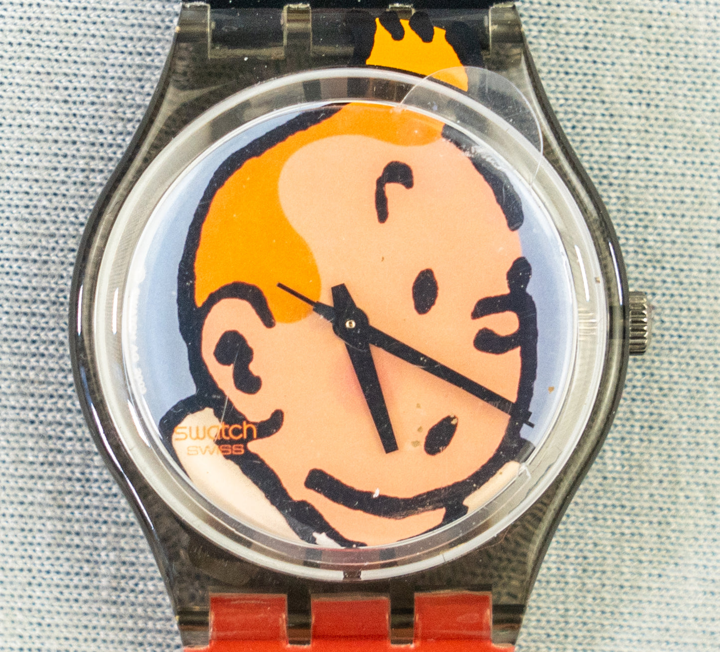 Moulinsart "Tintin Time" Watch 82414 Soviets Plane Red strap Unisex wristwatch