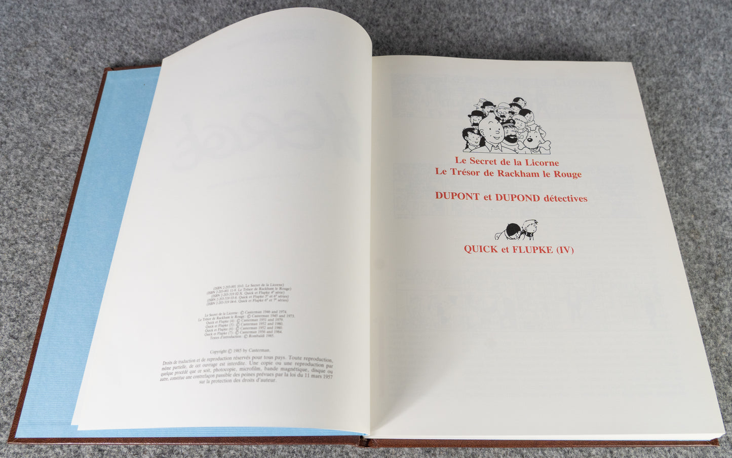Rombaldi Tintin Volume 6 - Secret Unicorn, Rackhams Treasure, Quick & Flupke - 1st Edition 1985 Herge EO