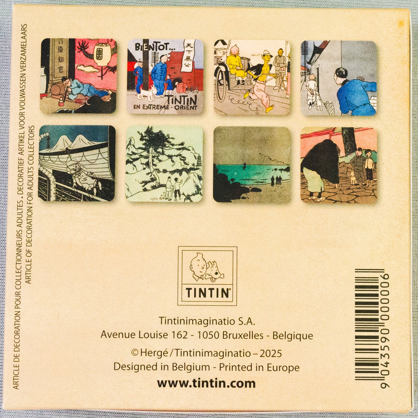 "Le Petit Vingtieme" Blue Lotus Coaster set x8 by Moulinsart Fine Card Placemat