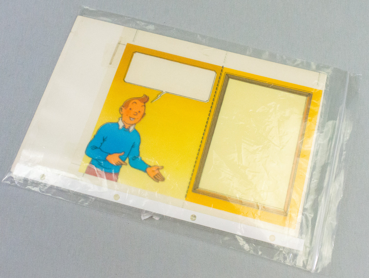 Original 1980 Hergé Studios Artwork: PLV Rombaldi Tintin Design - 1 Black print cell + real colouring