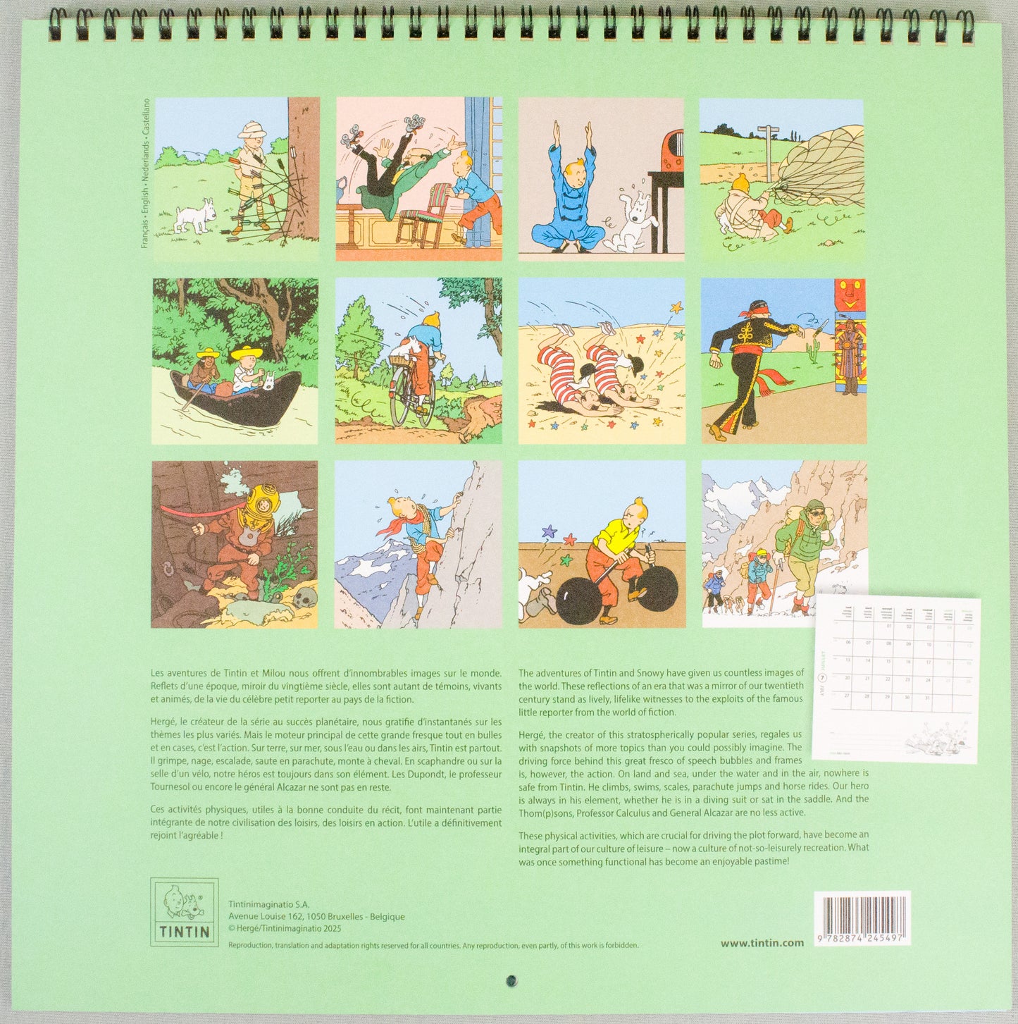 2026 Tintin Large Calendar - Tintin In America Moulinsart Editions