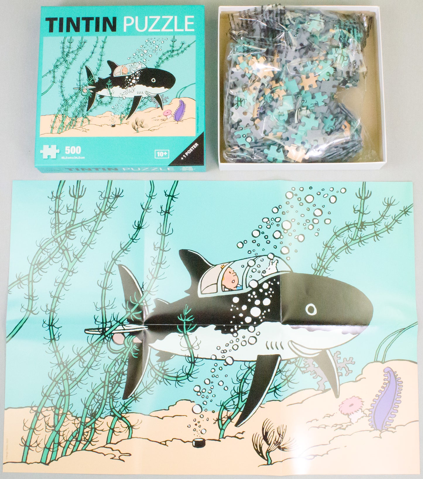 Tintin Shark Submarine Jigsaw Puzzle + Poster 500 Pieces Moulinsart