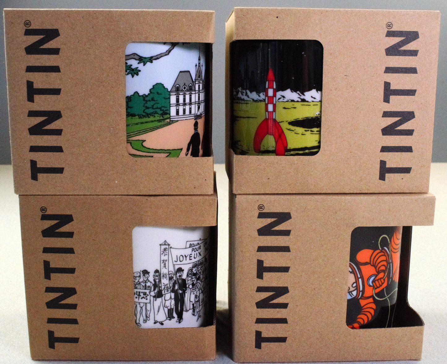 Moulinsart Tintin Scene Mugs x4 Moon/Mansion 2022 BUY INDIVIDUALLY Cups