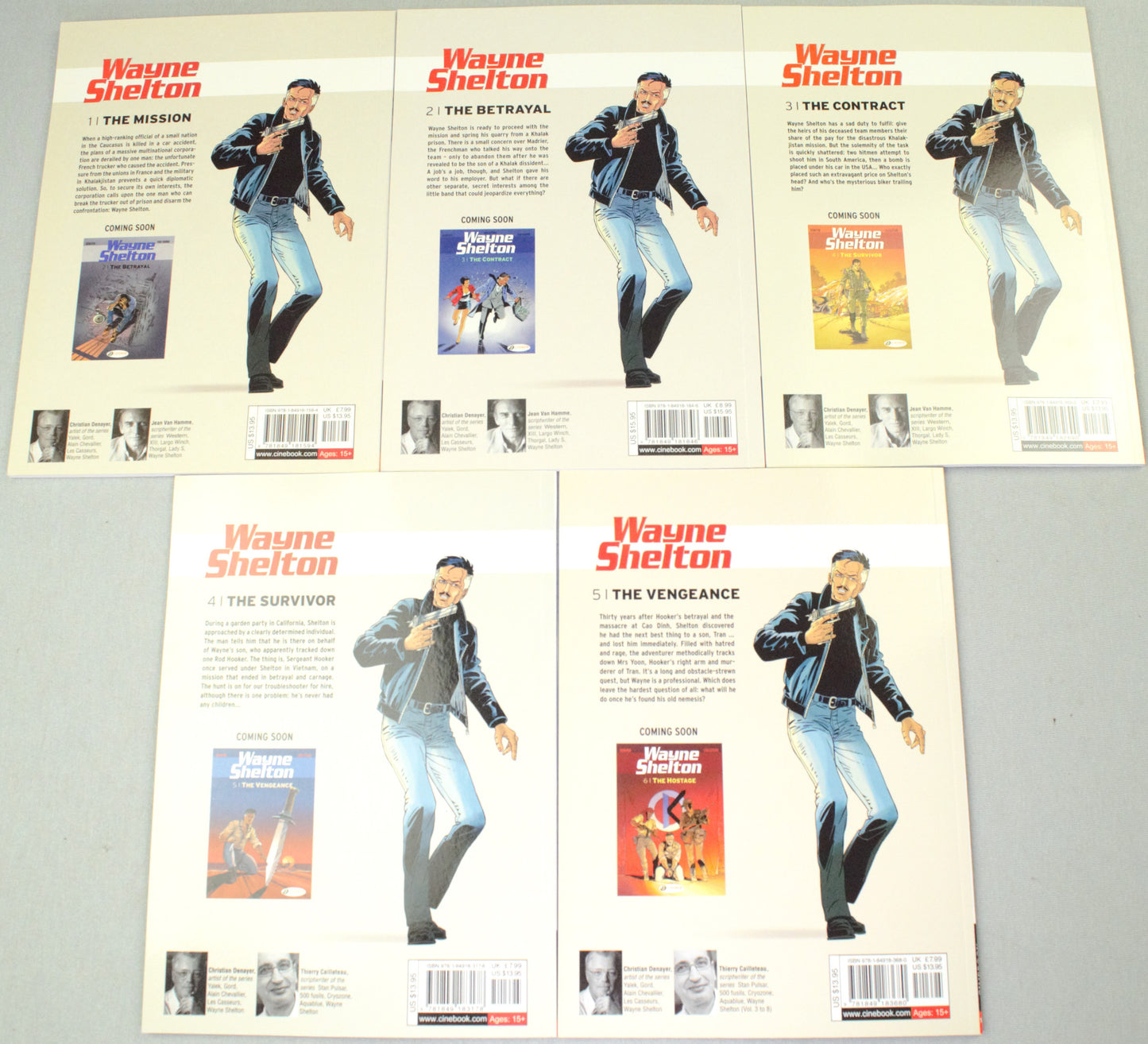 Wayne Shelton Volumes 1-5 Cinebook Paperback Comic Book by Denayer/Van Hamme FULL SET