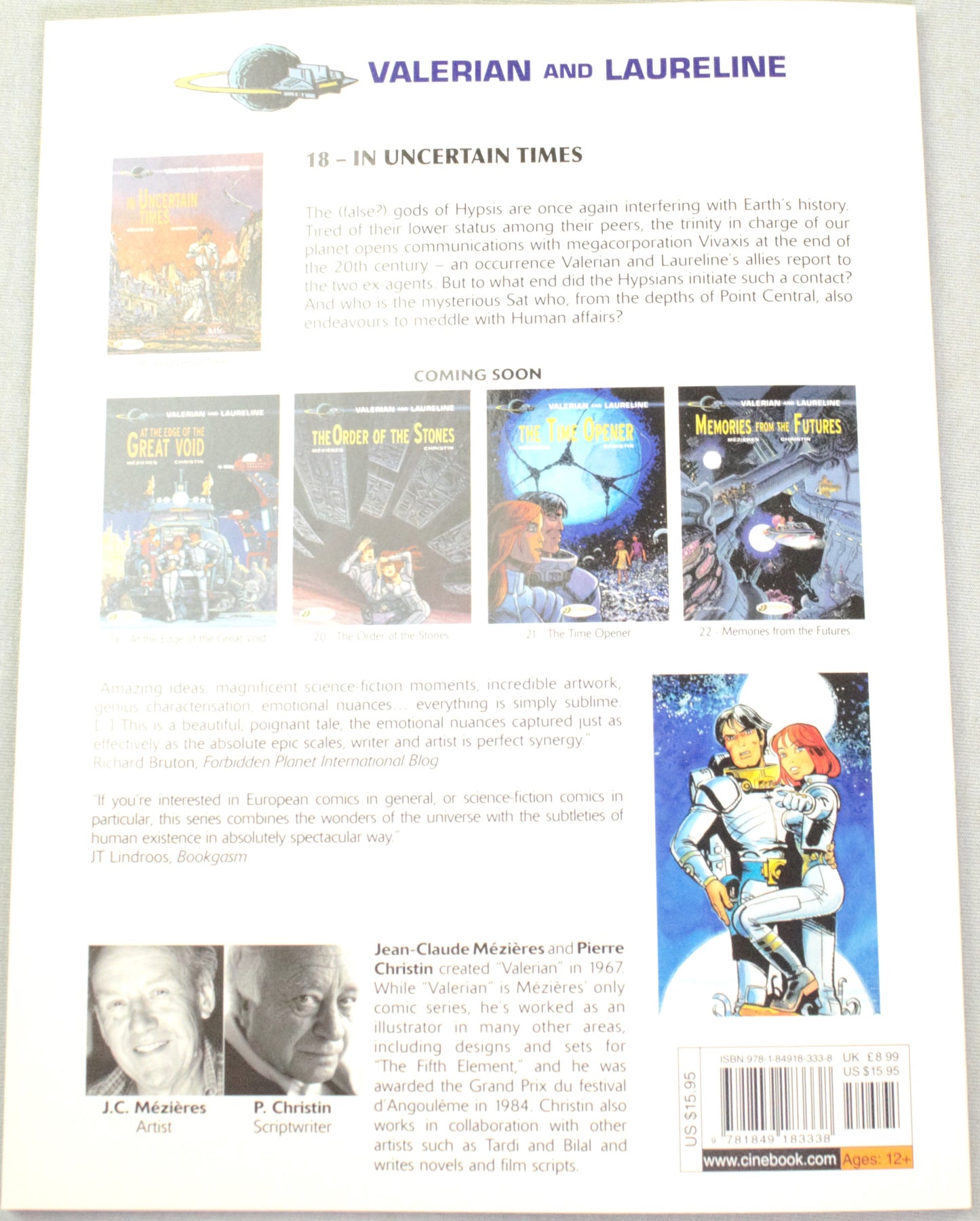 Valerian Volume 18 - "In Uncertain times" Cinebook Paperback Comic Book by Mezieres & Christin