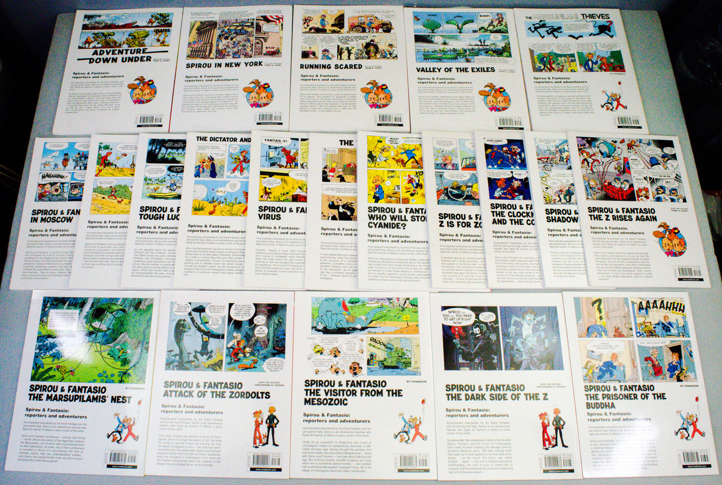 Spirou & Fantasio FULL SET of 22 - UK Cinebook editions: (created by Robert Velter)