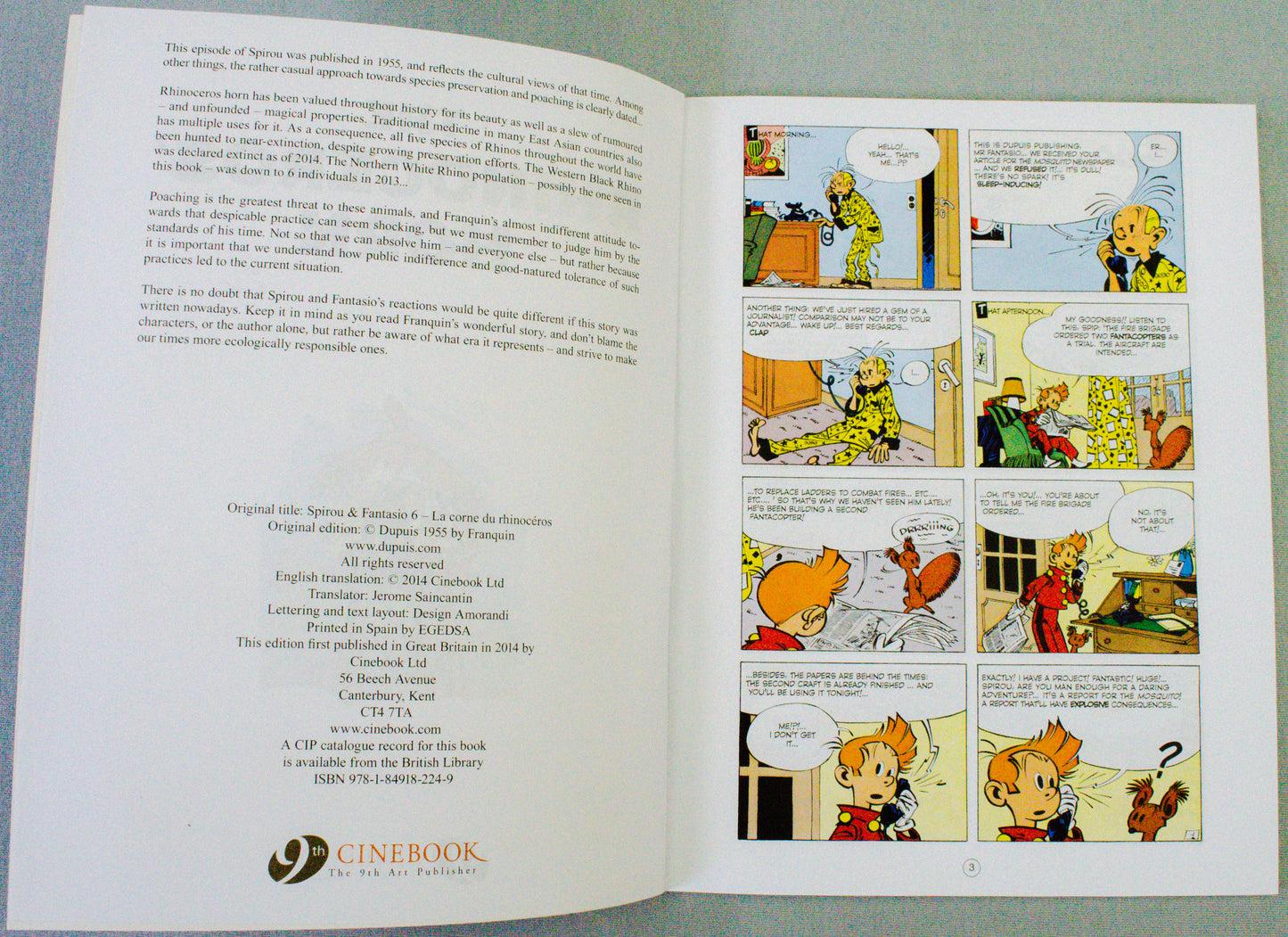 Spirou & Fantasio Vol 7 (The Rhinoceros Horn) - Uk Cinebook Edition