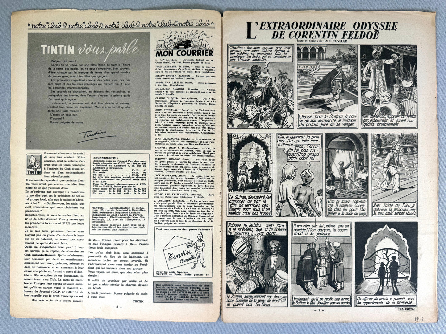 Journal Tintin Issue 7: 1947 Herge Cover Edition HB Vintage Comic EO Couverture