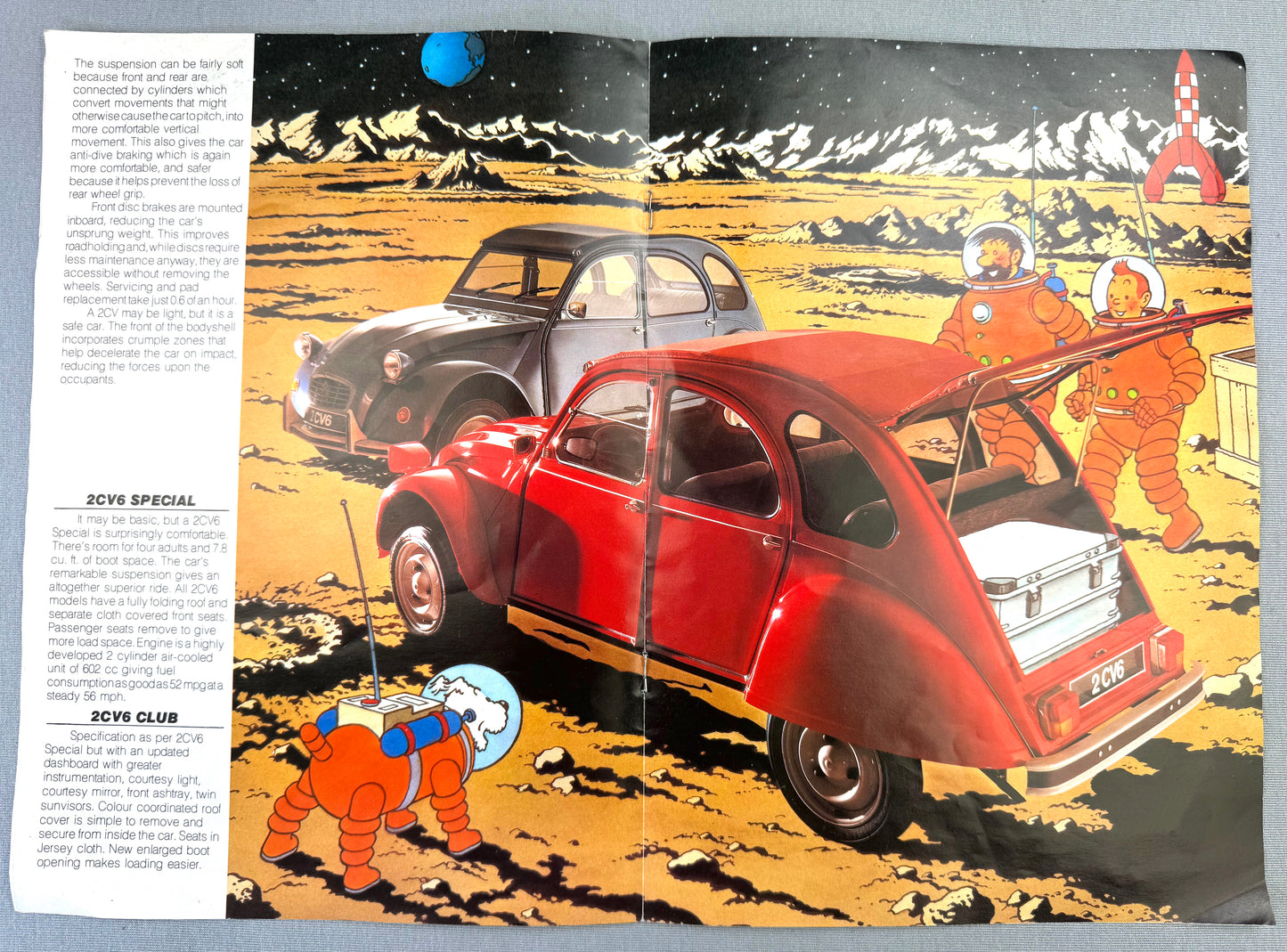Rare 1984 Citroen Tintin Car Brochure: Journey to Planet 2CV6 by Herge Comic