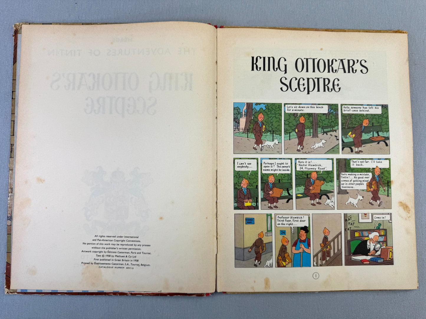 King Ottokars Sceptre Methuen 1958 1st UK Edition HB Rare Tintin book Herge EO