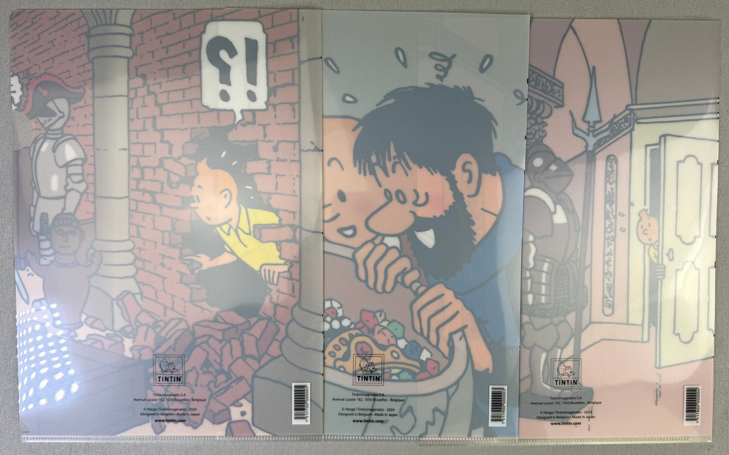 x3 Moulinsart Tintin A4 Plastic Sleeves - Secret of the Unicorn SET