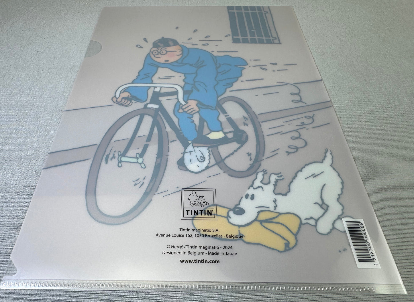 Moulinsart Tintin A4 Plastic Sleeve - Blue Lotus Bicycle