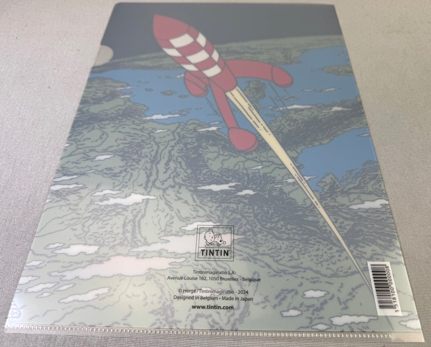 Moulinsart Tintin A4 Plastic Sleeve - Red Lunar Rocket