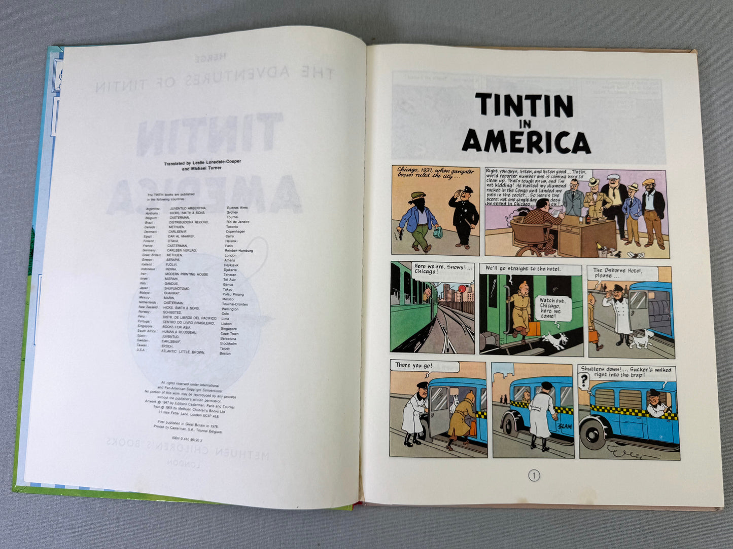 Tintin in America: Methuen 1978 1st Edition UK Hardback Rare book by Herge EO