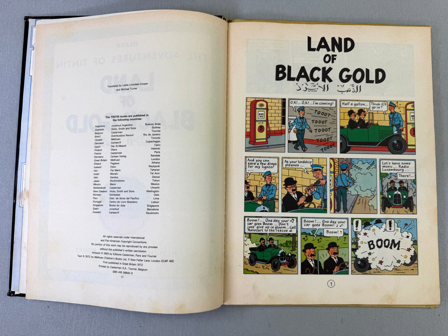 LAND OF BLACK GOLD Methuen 1972 1st Edition UK Hardback Rare Tintin book Herge EO