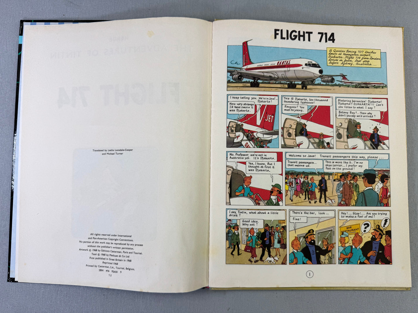 Flight 714 - Methuen 1968 2nd Reprint Edition UK Hardback Rare Tintin book Herge EO